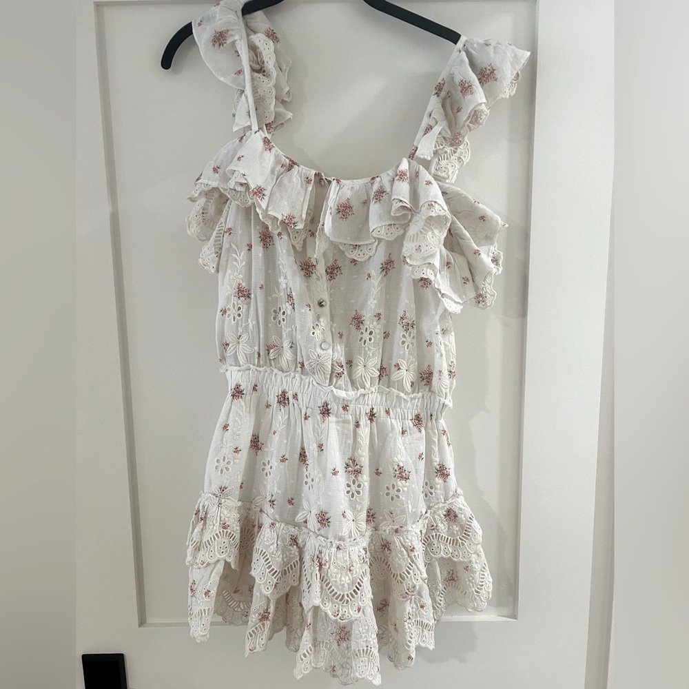 LoveShackFancy Eyelet Dress White w Flowers Size M NWOT
